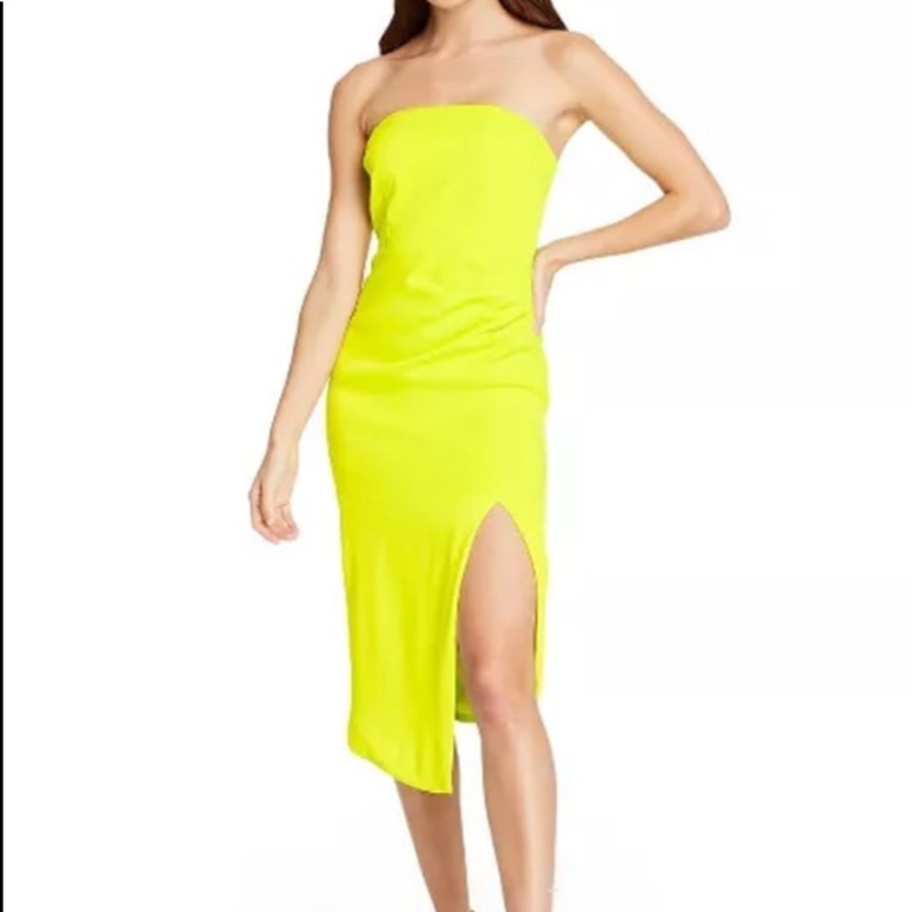 NW/OT Target Neon Yellow Strapless Side-slit Dress